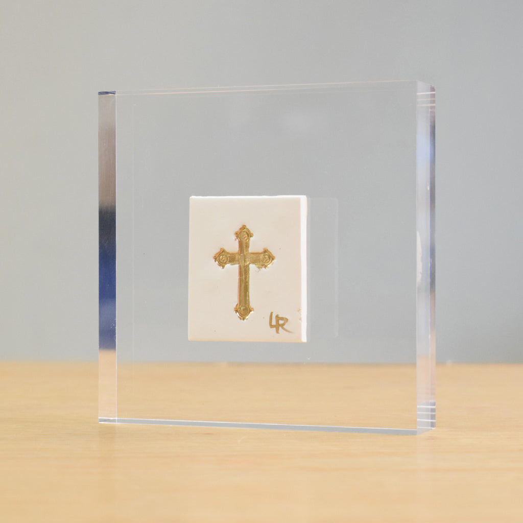 Acrylic Block - Cross Gold - TheMississippiGiftCompany.com