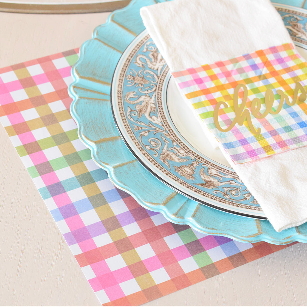 Gingham Paper Placemat Set - TheMississippiGiftCompany.com
