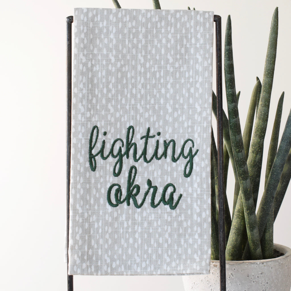 Fighting Okra Hand Towel - TheMississippiGiftCompany.com