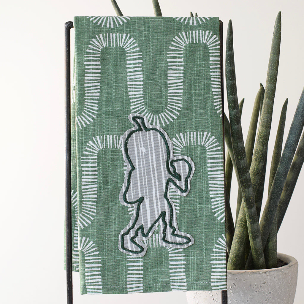 Fighting Okra Silhouette Hand Towel - TheMississippiGiftCompany.com