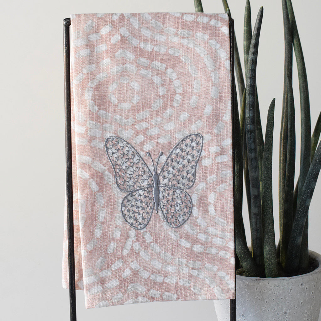 Pink Butterfly Towel - TheMississippiGiftCompany.com