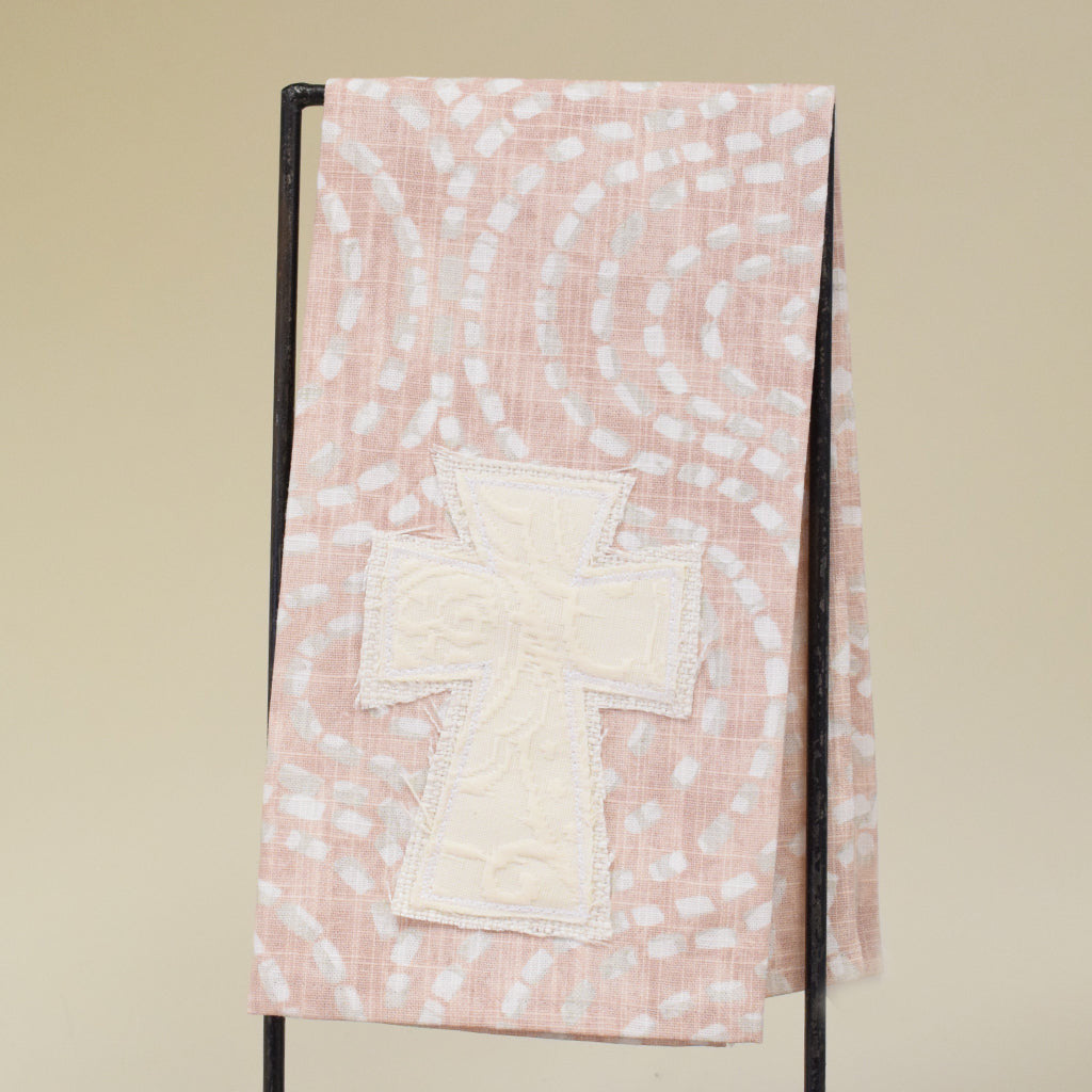 Pink Cross Hand Towel - TheMississippiGiftCompany.com