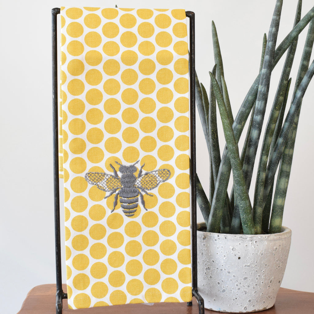 Yellow Dot Bee Tea Towel - TheMississippiGiftCompany.com