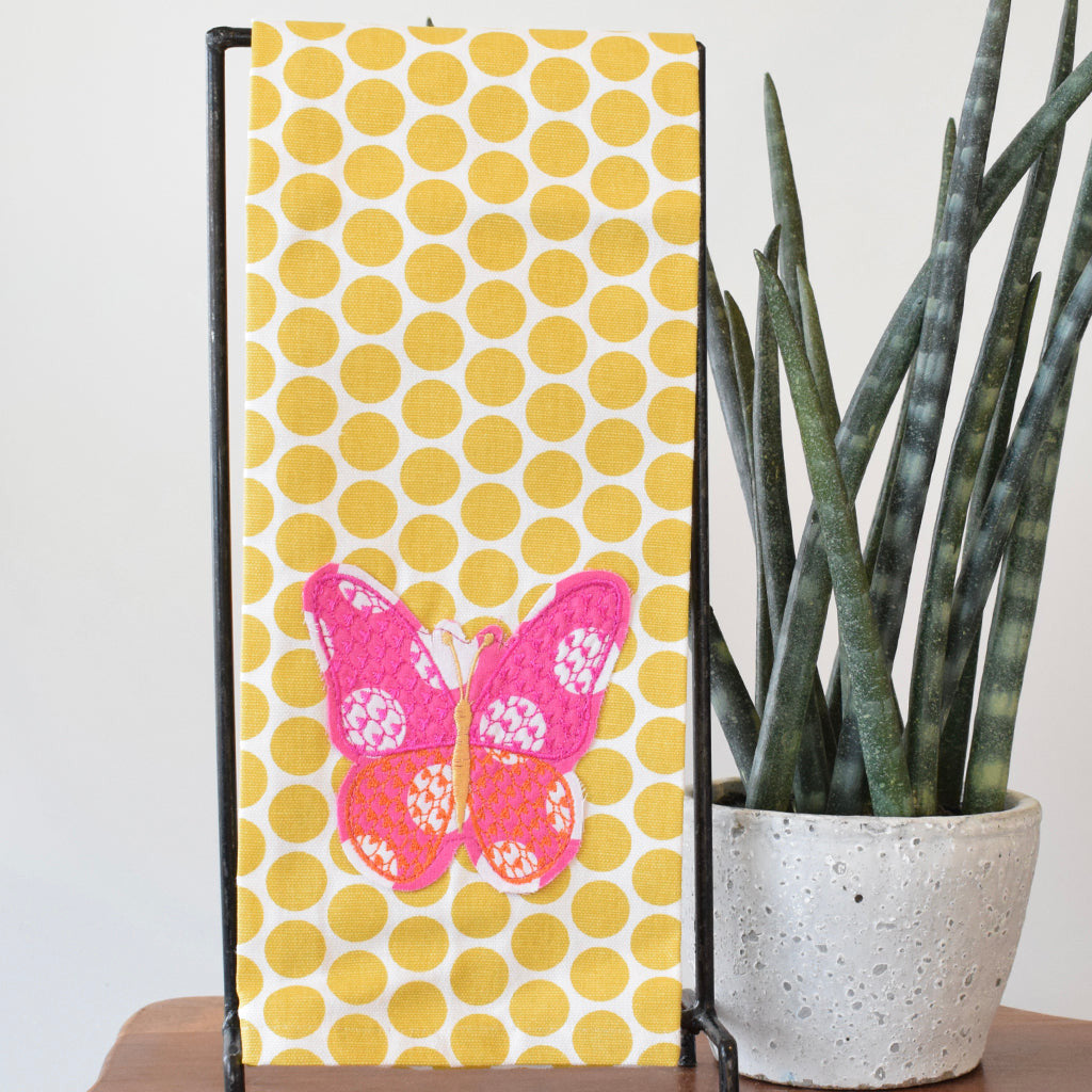 Yellow Dot Butterfly Tea Towel - TheMississippiGiftCompany.com