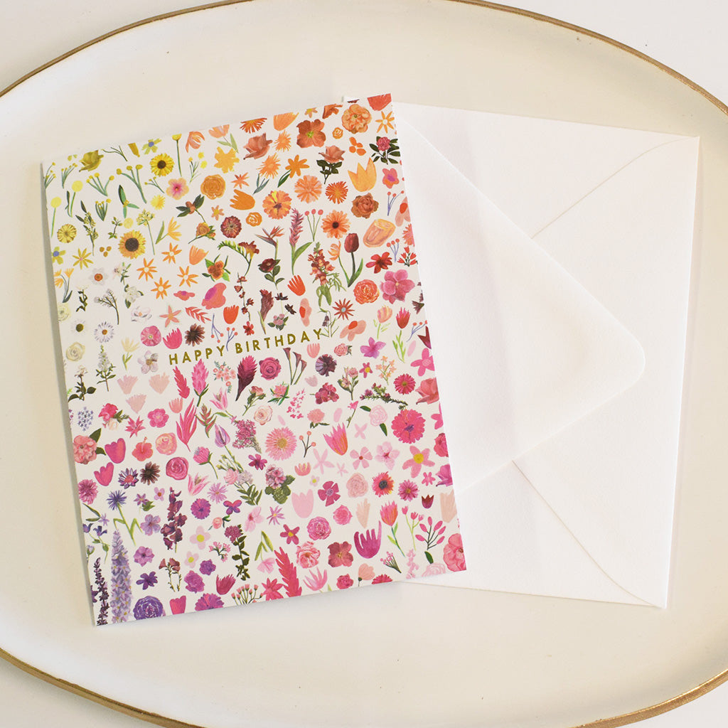 Happy Birthday Floral Single Card - TheMississippiGiftCompany.com