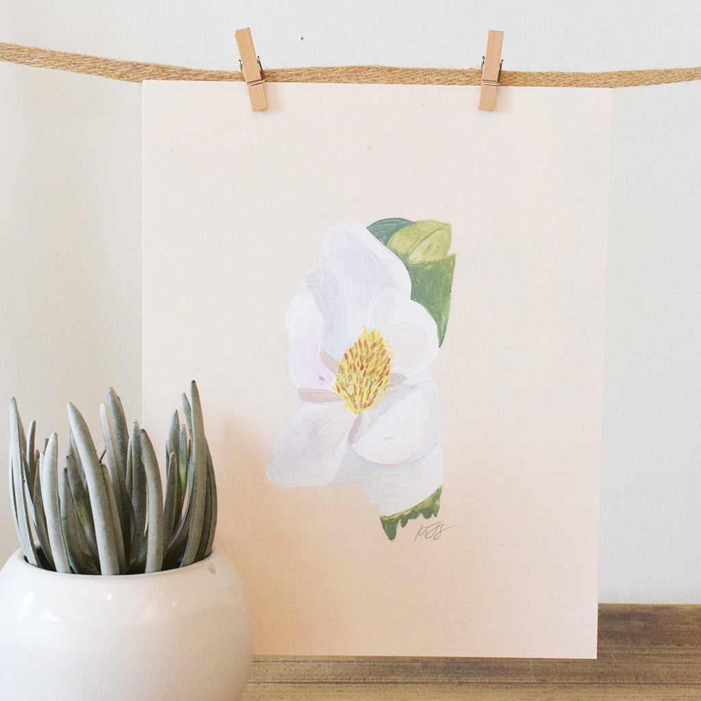 Hand Painted Magnolia Print - TheMississippiGiftCompany.com