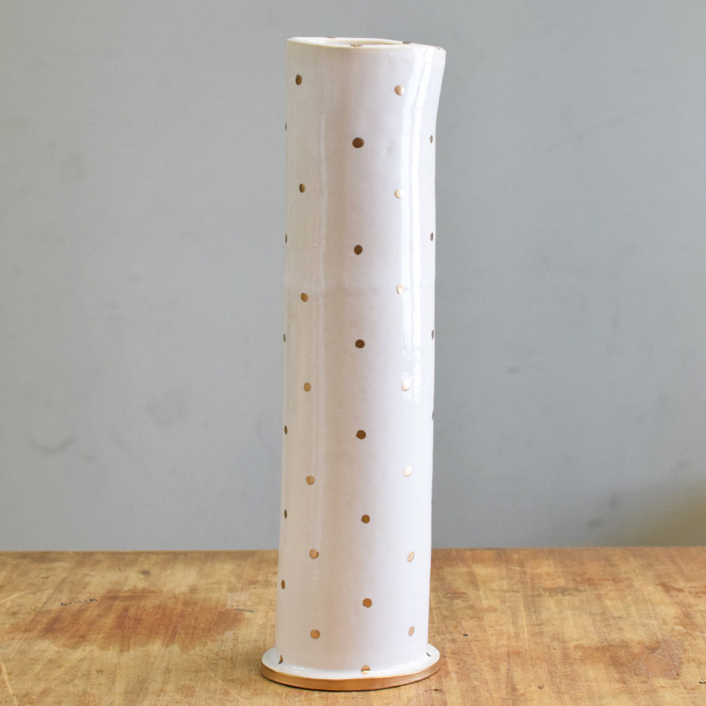 Gold and White 12" Vase - TheMississippiGiftCompany.com