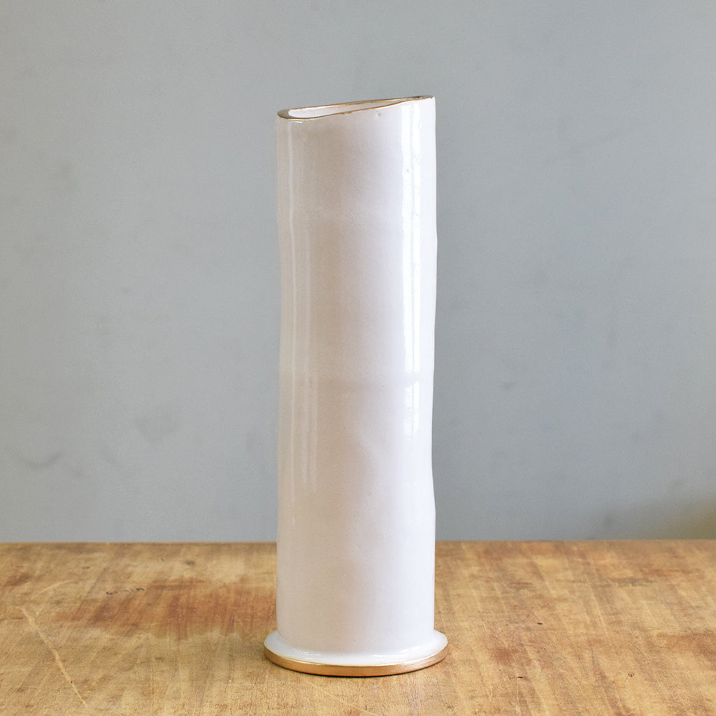 Gold and White  9" Vase - TheMississippiGiftCompany.com