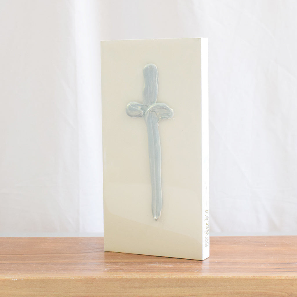 BJ Weeks Cross on Wood Blue - TheMississippiGiftCompany.com