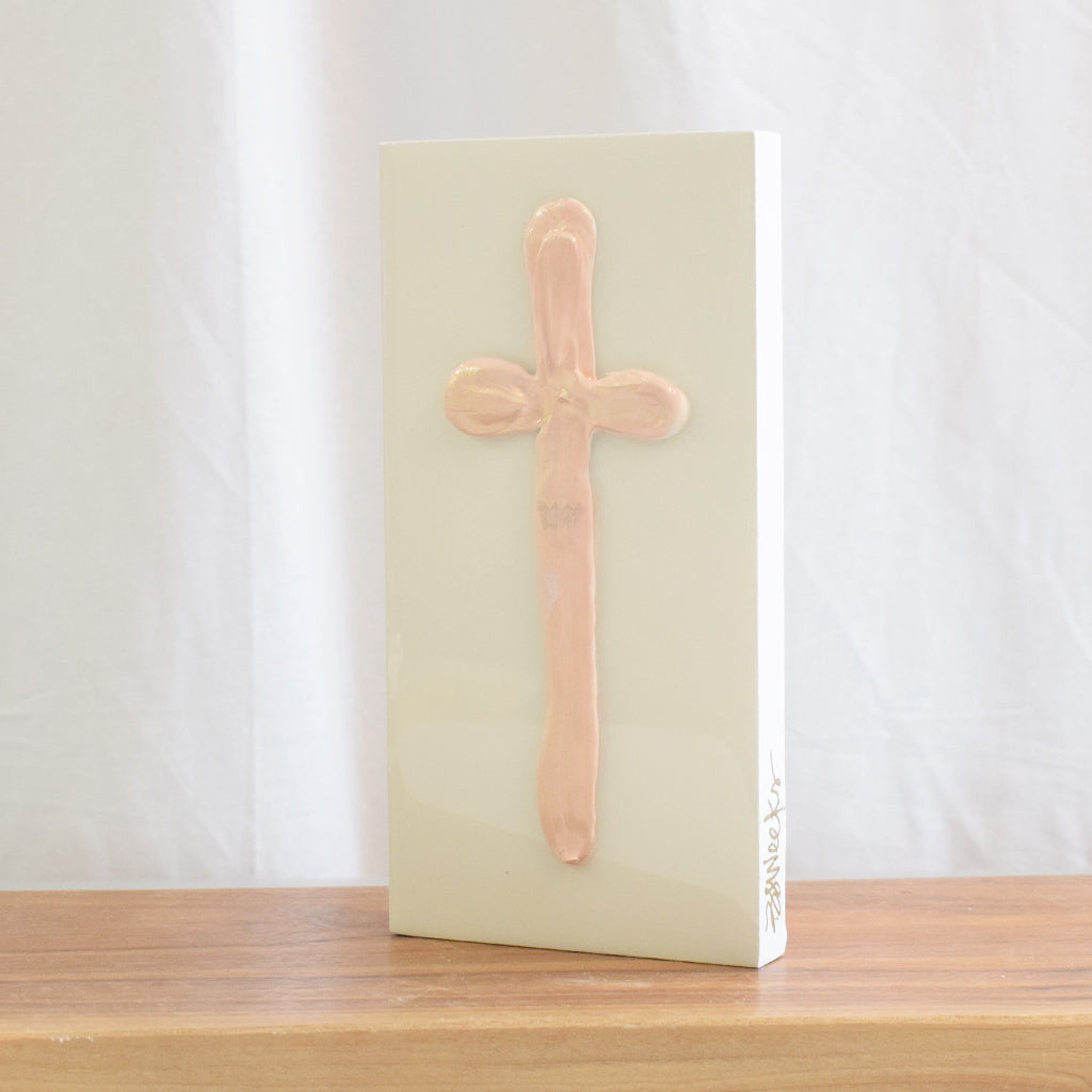 BJ Weeks Cross on Wood Pink - TheMississippiGiftCompany.com