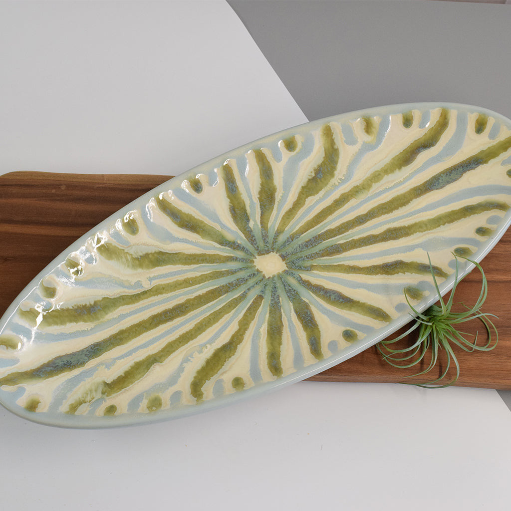 Teal Oval Bread Tray - TheMississippiGiftCompany.com