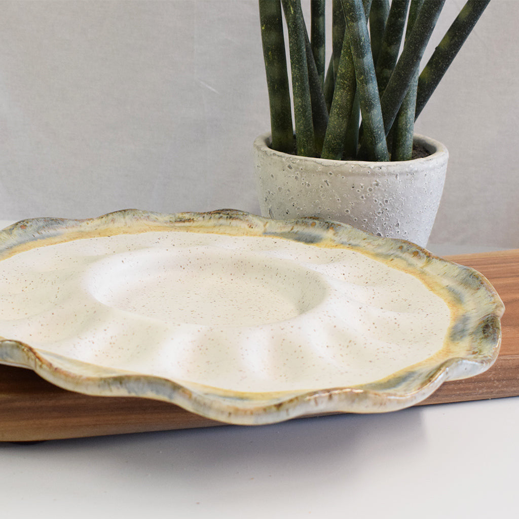 Handcrafted Egg Plate Magnolia - TheMississippiGiftCompany.com