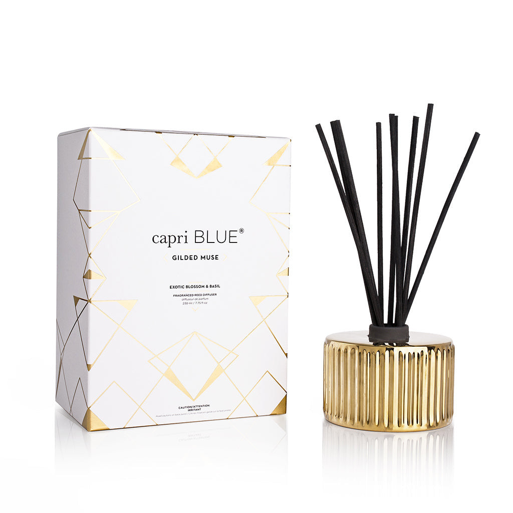 Gilded Muse Reed Diffuser- Exotic Blossom and Basil - TheMississippiGiftCompany.com