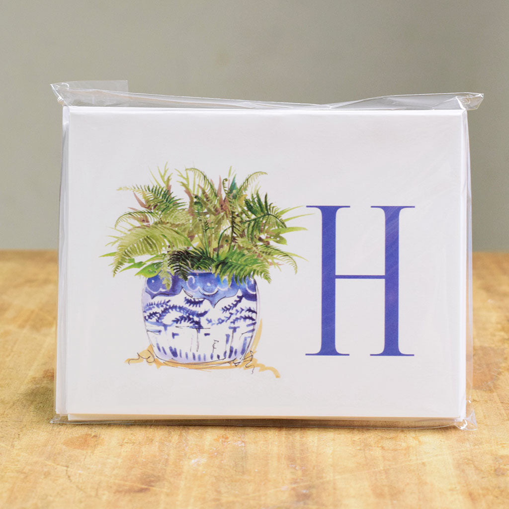 Initial Ginger Jar Notecard Set - TheMississippiGiftCompany.com