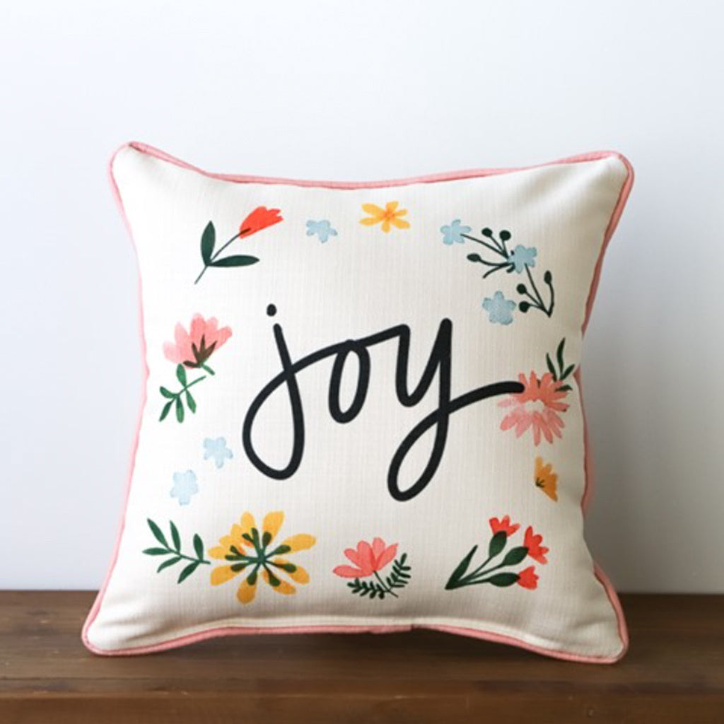 Joy Wildflower Square Pillow - TheMississippiGiftCompany.com