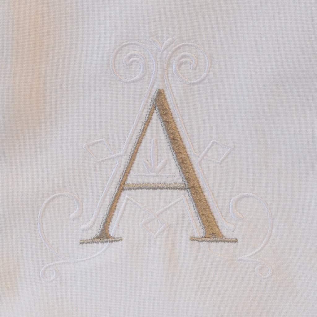 Oyster and White Initial Hand Towel - TheMississippiGiftCompany.com