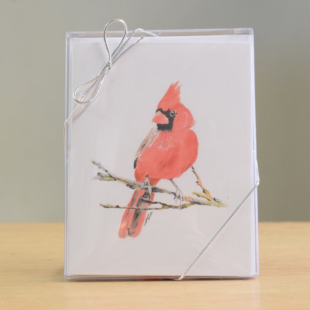 Cardinal Hand Painted Note Cards - TheMississippiGiftCompany.com