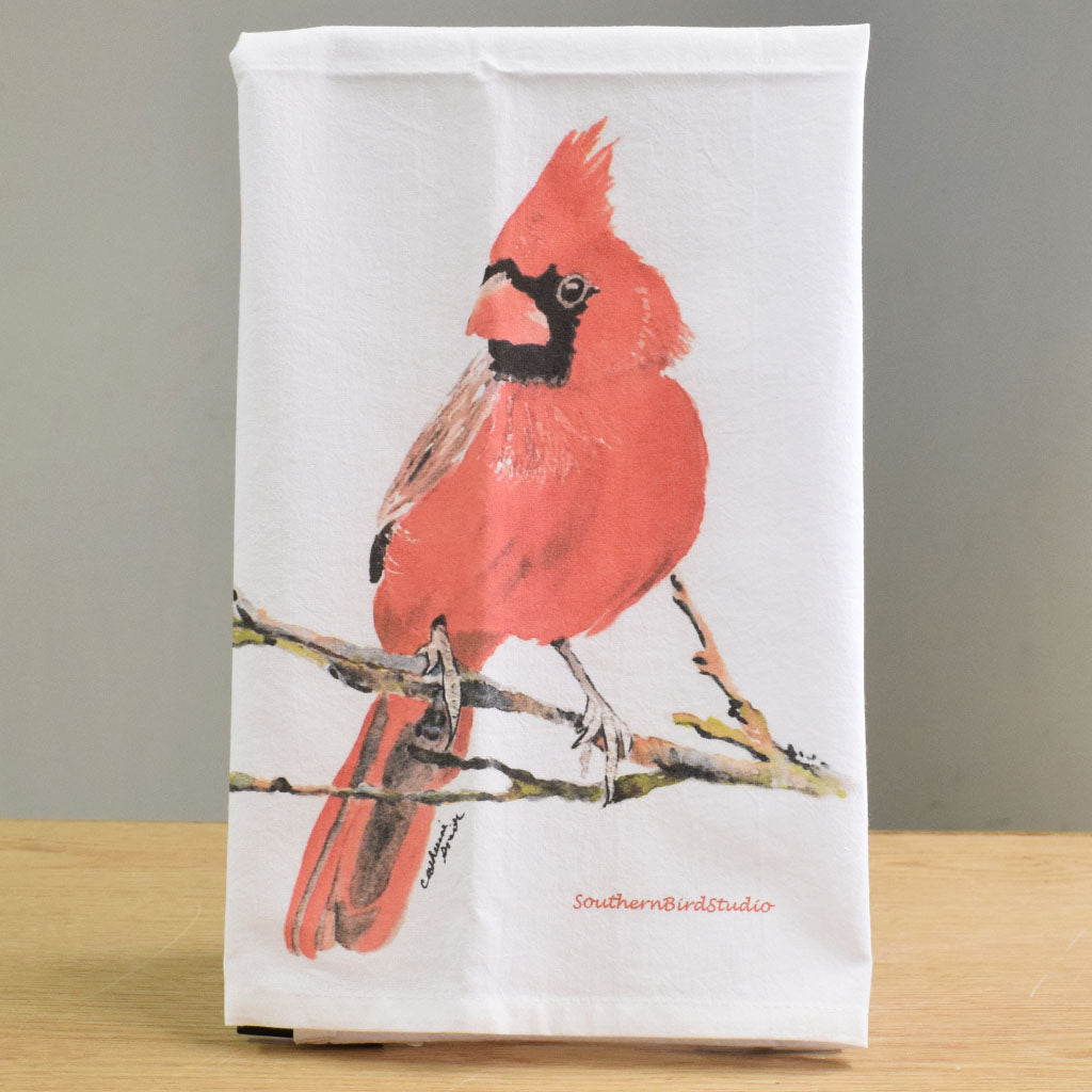 Cardinal Flour Sack Kitchen Towel - TheMississippiGiftCompany.com