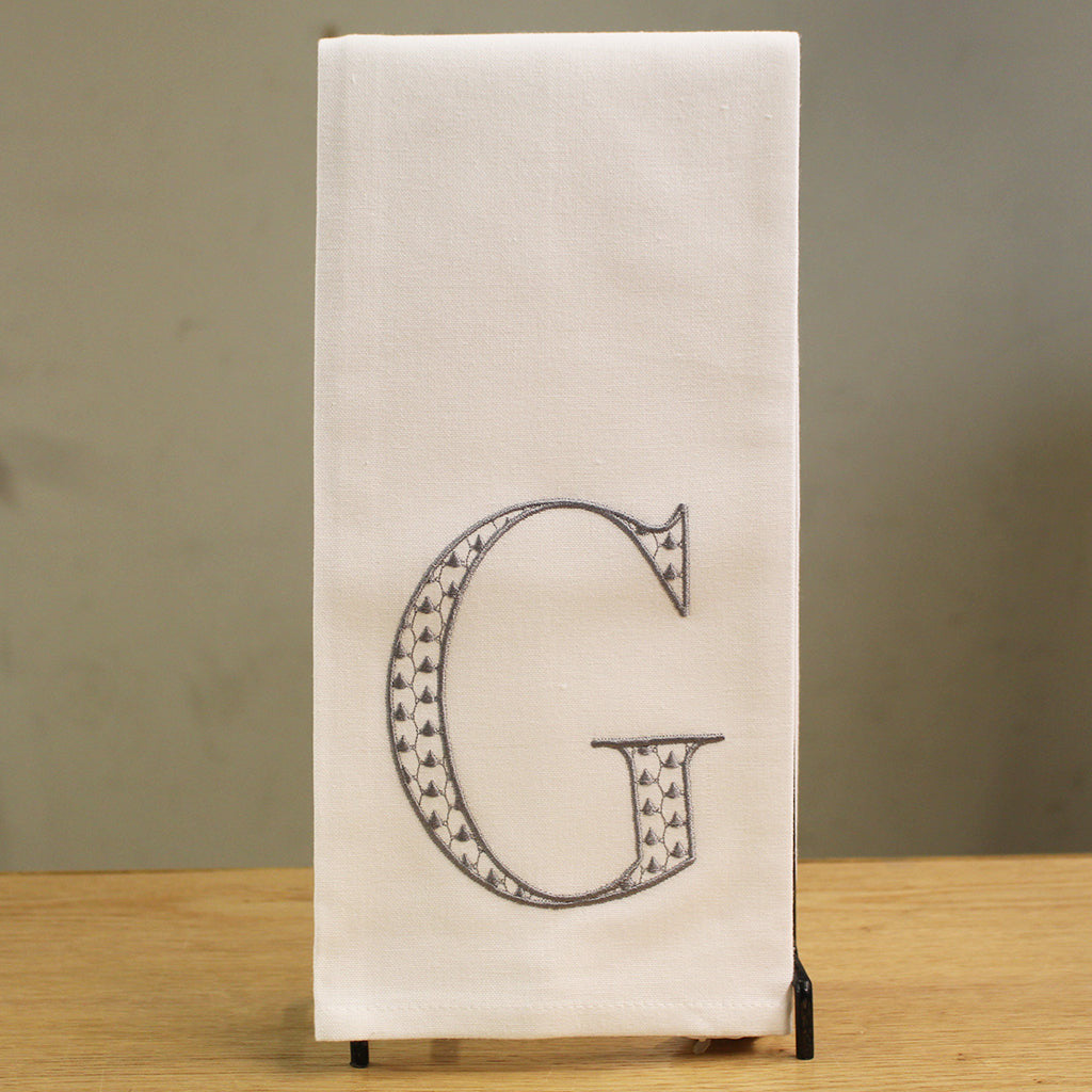Silver Initial Hand Towel - TheMississippiGiftCompany.com