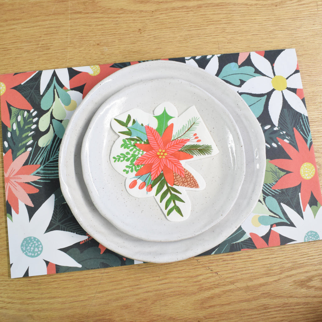 Poinsettia Pattern Paper Placemat Set - TheMississippiGiftCompany.com