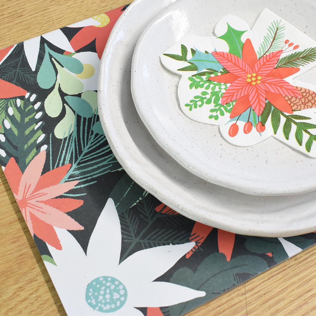 Poinsettia Pattern Paper Placemat Set - TheMississippiGiftCompany.com