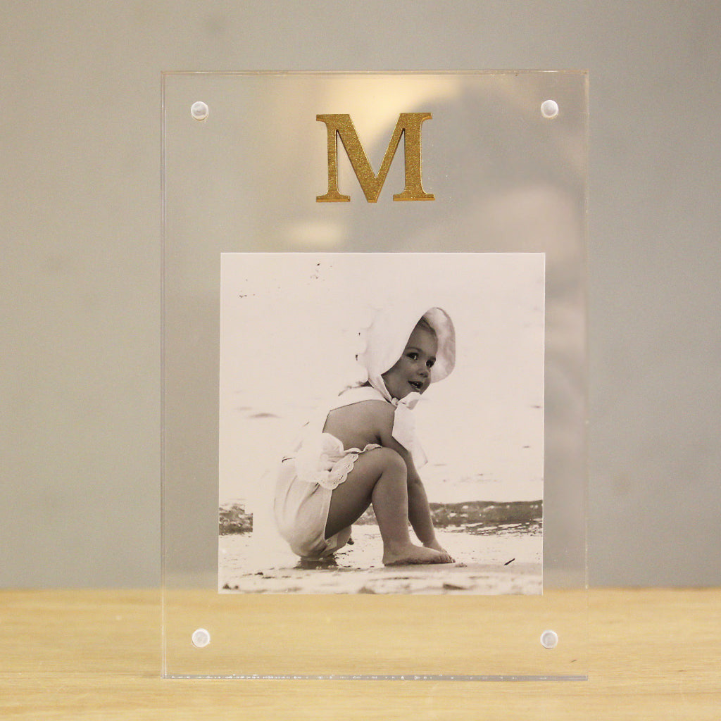 Gold Initial Acrylic Frame - TheMississippiGiftCompany.com
