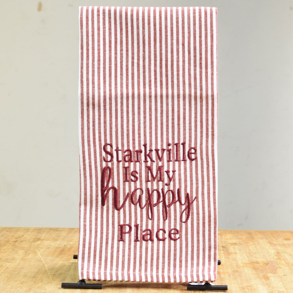 Starkville is my Happy Place Embroidered Hand Towel - TheMississippiGiftCompany.com