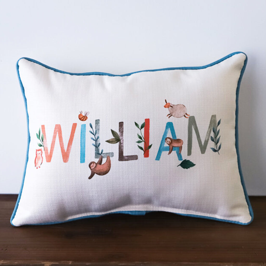 Woodland Boy Name Rectangle Pillow - TheMississippiGiftCompany.com